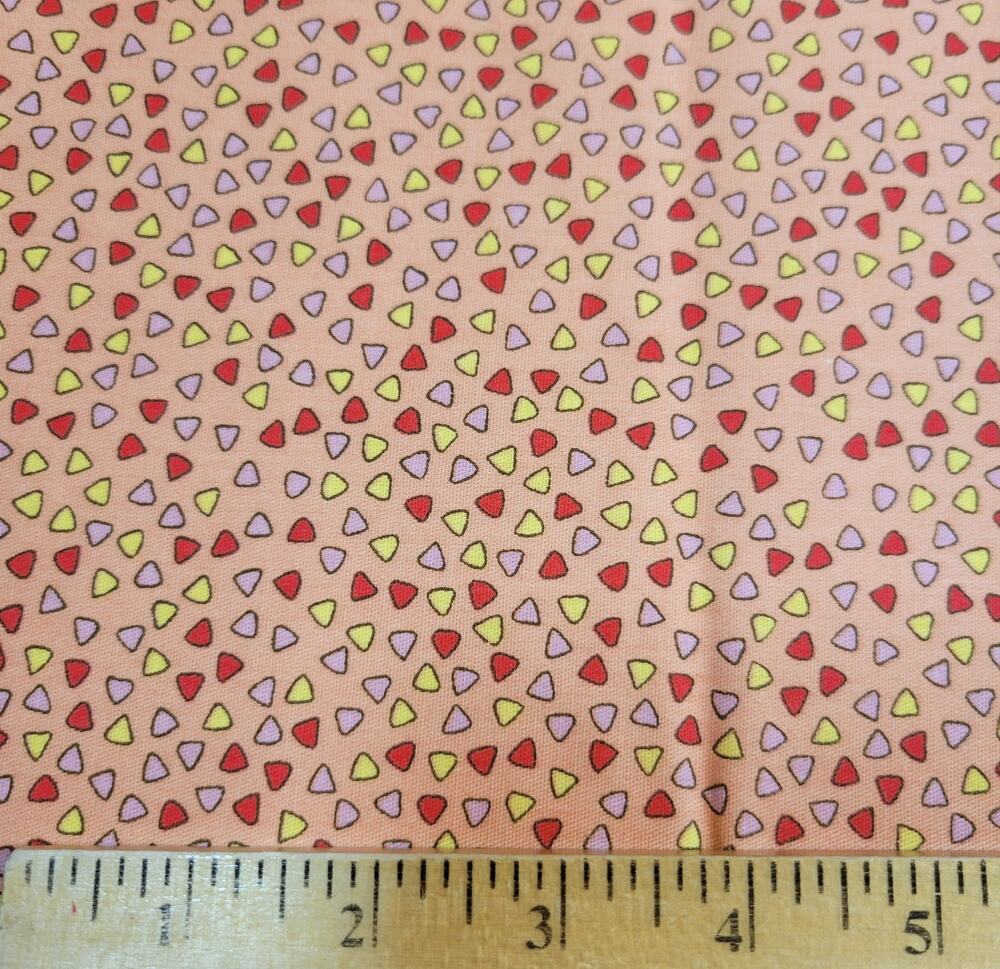 Peach Cotton Fabric 37"x44" Colorful Triangles Quilt Sewing Craft DIY Unbranded